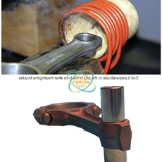 induction shrink fitting wrist pin into connecting rod