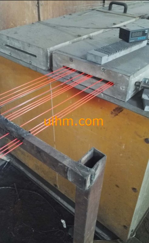 induction annealing 1mm to 2mm steel wire online by 200KW MF induction heater